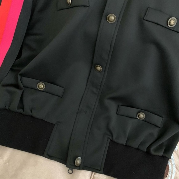 PAM & GELA Aviator Track Colorblock Striped Sleeve Bomber Jacket - Picture 8 of 13